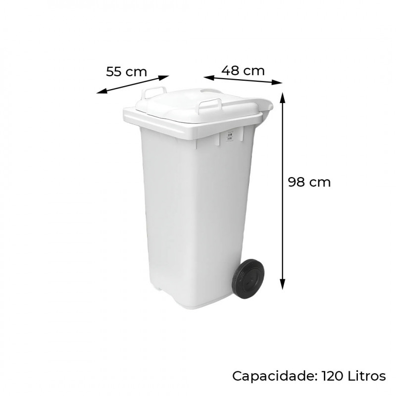 Container com Rodas 120 Litros Branco - JSN