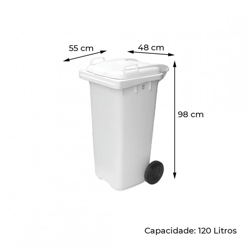 Container com Rodas 120 Litros Branco - JSN