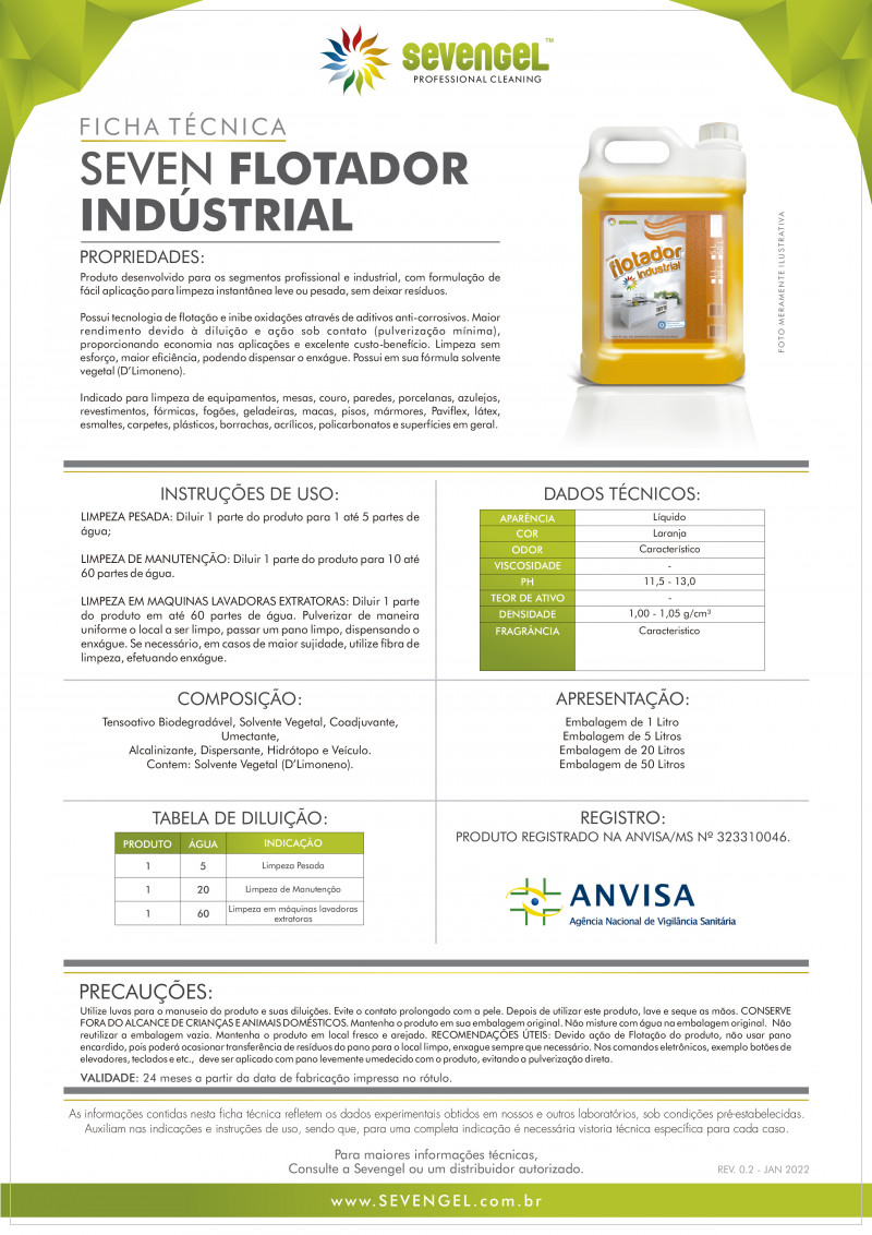 FLOTADOR INDUSTRIAL 1 LT SEVEN GEL  CX COM 12 UN