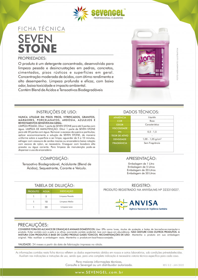 LIMPA PEDRA STONE 1 LT SEVENGEL 1 UN (5660)