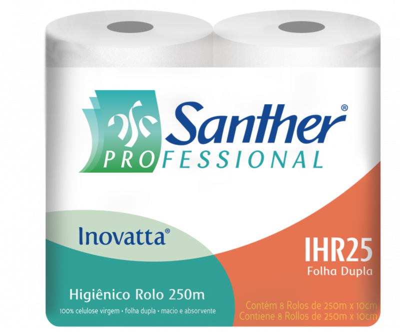 PAPEL HIGIENICO FOLHA DUPLA 8X250 MT SANTHER  (IHR25)