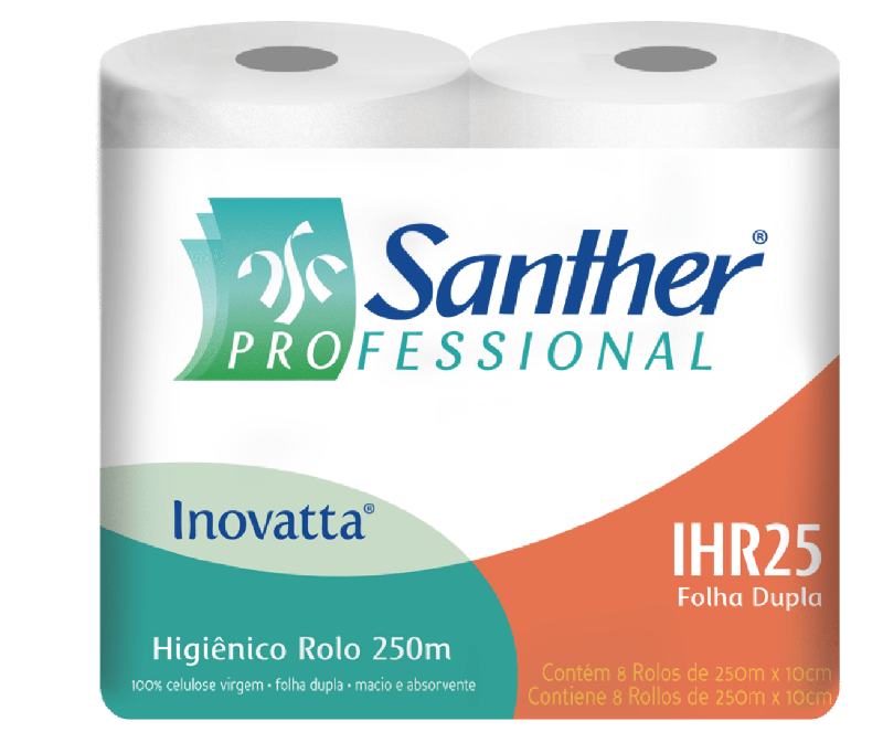 PAPEL HIGIENICO FOLHA DUPLA 8X250 MT SANTHER  (IHR25)