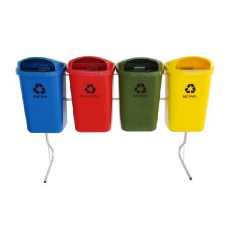 Conjunto De Lixeira Para Coleta Seletiva 50Lts - 4 Lixeiras