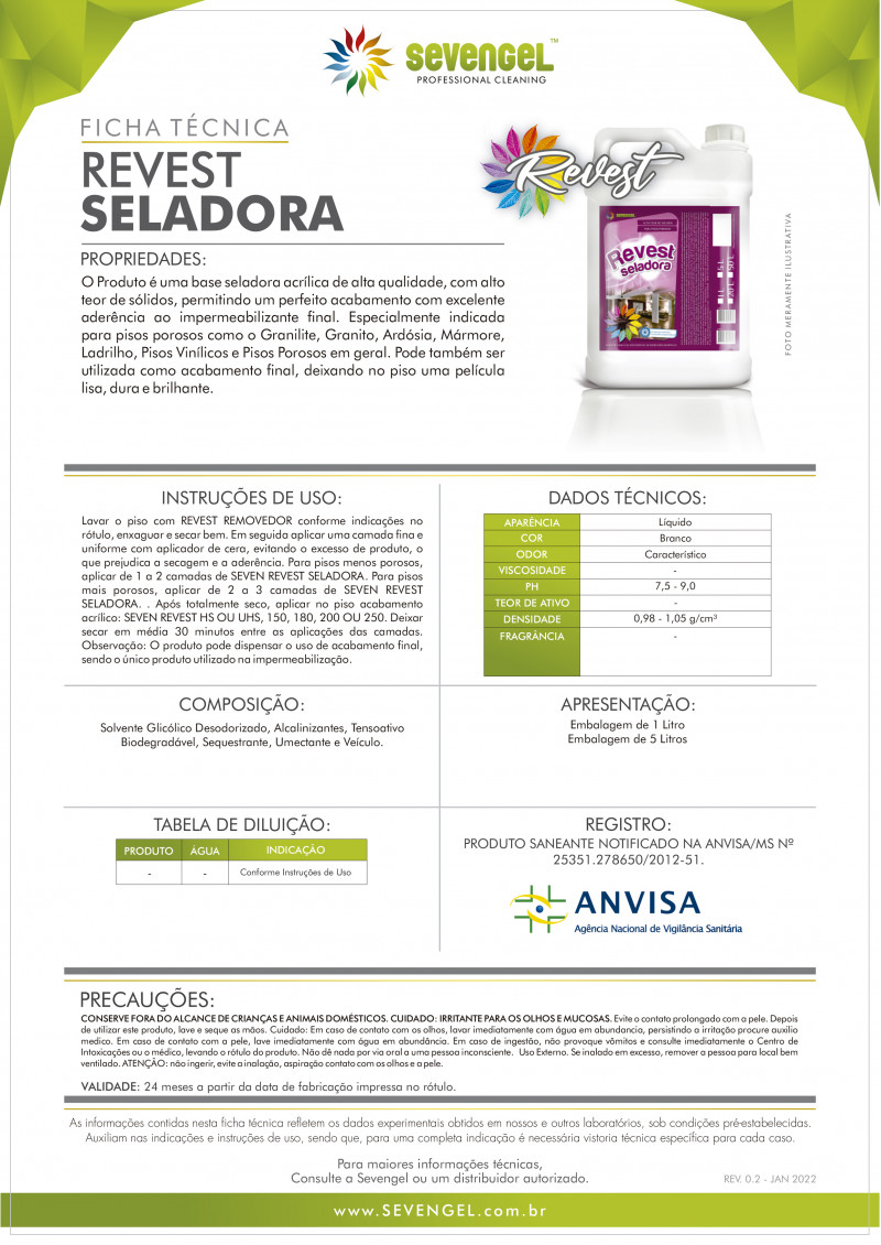 BASE SELADORA 5 LT REVEST SEVEN GEL CX C/ 4 UN (5621)