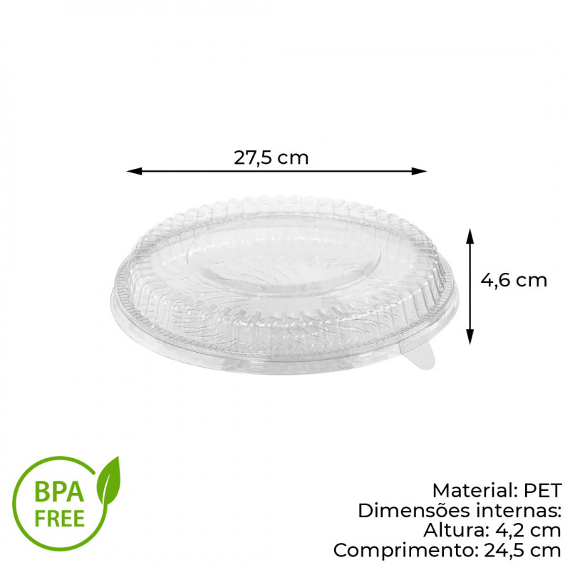 EMBALAGEM PARA BOLO/TORTA 27CMx5CMx4,6CM BAICA CRISTAL GALVANOTEK CX C/ 100 UN (G30M)