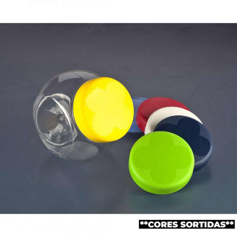 POTE MULTIUSO PET C/ TAMPA PP 14CMx10,2CMx14,2CM 1.300 ML COLORIDO GALVANOTEK 1 UN (G1020)