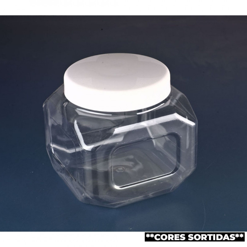 POTE MULTIUSO PET C/ TAMPA PP 13,5CMx13,5CMx13,5CM 1.800 ML COLORIDO GALVANOTEK 1 UN (G1050)