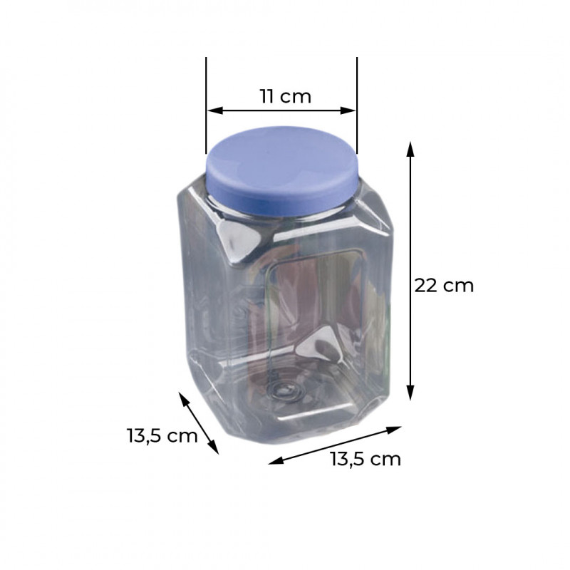 POTE MULTIUSO PET C/ TAMPA PP 13,5CMx13,5CMx22CM 3,400 ML COLORIDO GALVANOTEK CX C/ 24 UN (G1053)