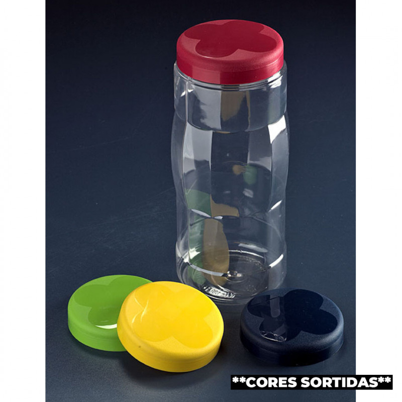 POTE MULTIUSO PET C/ TAMPA PP 11CMx26CM 1.900 ML COLORIDO GALVANOTEK 1 UN (G1416)