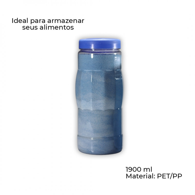 POTE MULTIUSO PET C/ TAMPA PP 11CMx26CM 1.900 ML COLORIDO GALVANOTEK 1 UN (G1416)