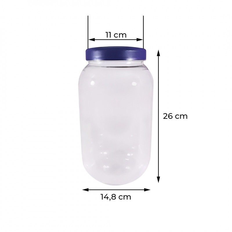 POTE MULTIUSO PET C/ TAMPA PP 14,8CMx26CM 3.750 ML COLORIDO GALVANOTEK 1 UN (G1435)