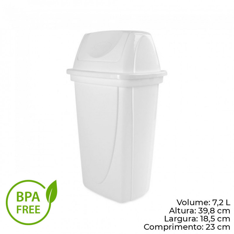 LIXEIRA BASCULANTE 7,2 LITROS BRANCA PLASUTIL (4744)