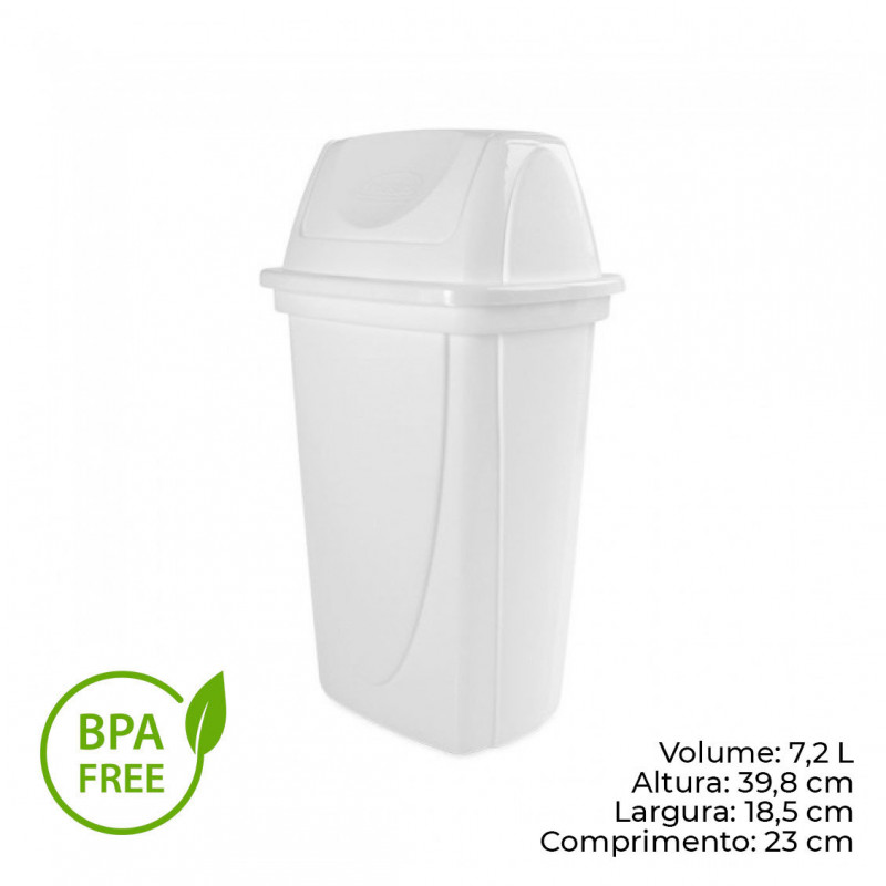 LIXEIRA BASCULANTE 7,2 LITROS BRANCA PLASUTIL (4744)