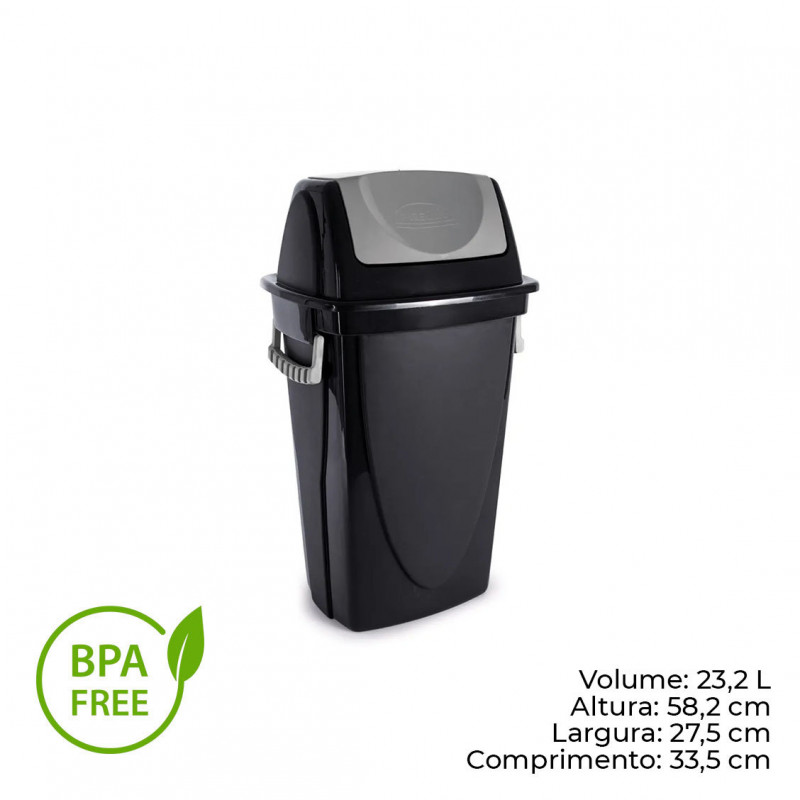 LIXEIRA BASCULANTE 28 LITROS ECO BLACK PLASÚTIL (3487)