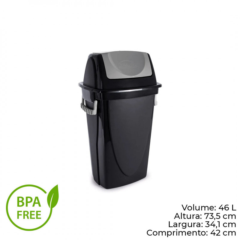 LIXEIRA BASCULANTE 60 LITROS ECO BLACK PLASÚTIL (3475)