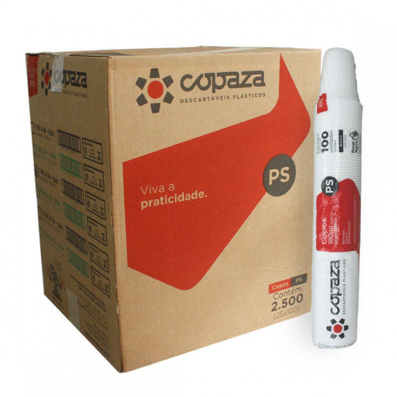 COPO PLÁSTICO 180 ML PS COPAZA CX C/ 2500 UN (13698)