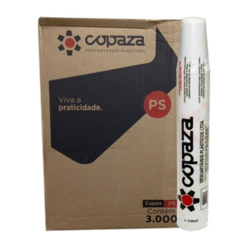 COPO PLÁSTICO 250 ML PS COPAZA CX C/ 3000 UN (13704)