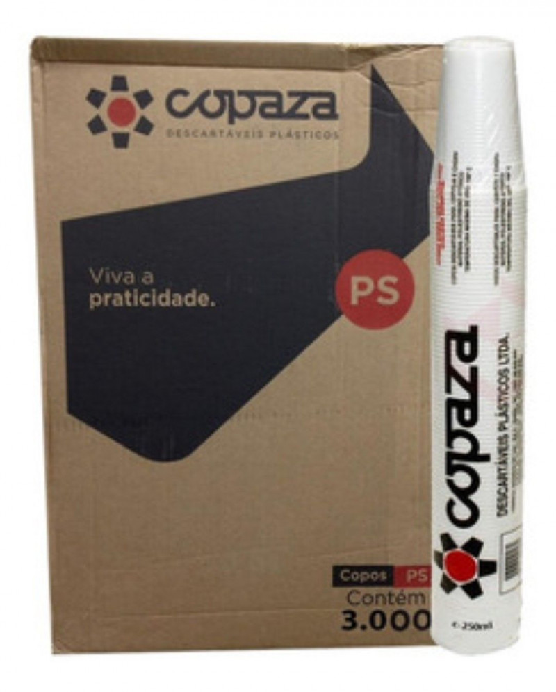 COPO PLÁSTICO 250 ML PS COPAZA CX C/ 3000 UN (13704)