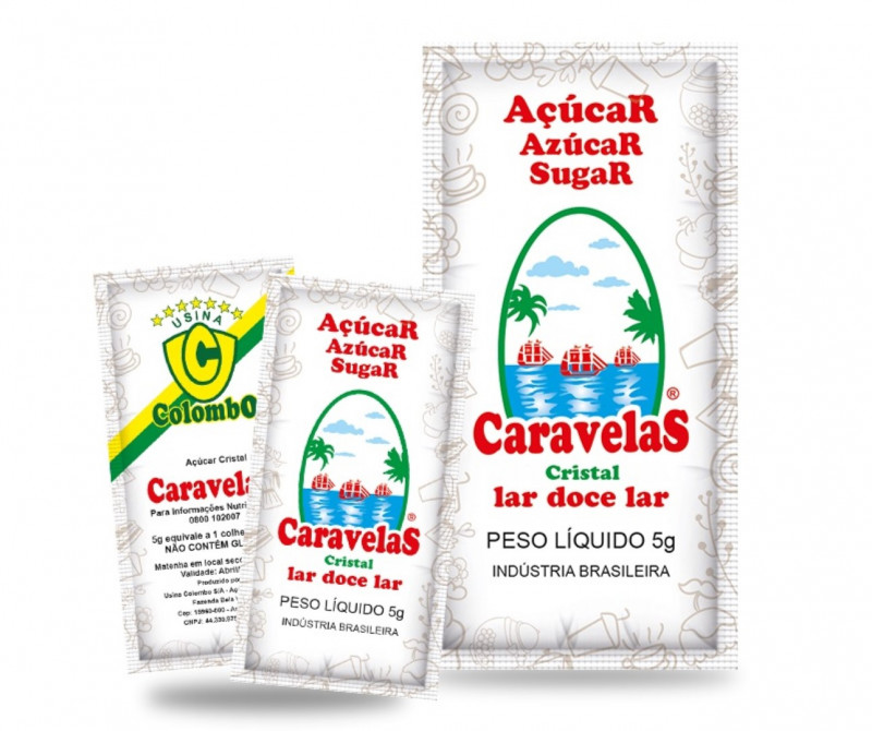 ACUCAR CRISTAL SACHE C/400 UN CARAVELAS - 128286 CX COM 400 UN