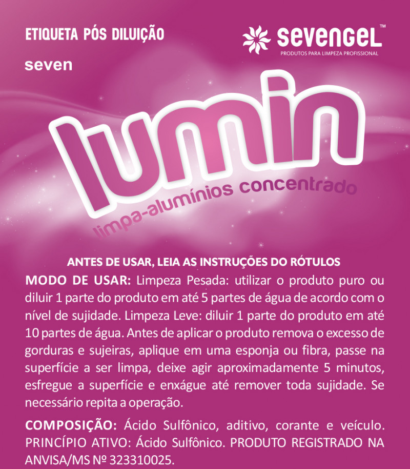 LIMPA ALUMINIO LUMIN 1 LT SEVENGEL CX C/ 12 UN (5798)