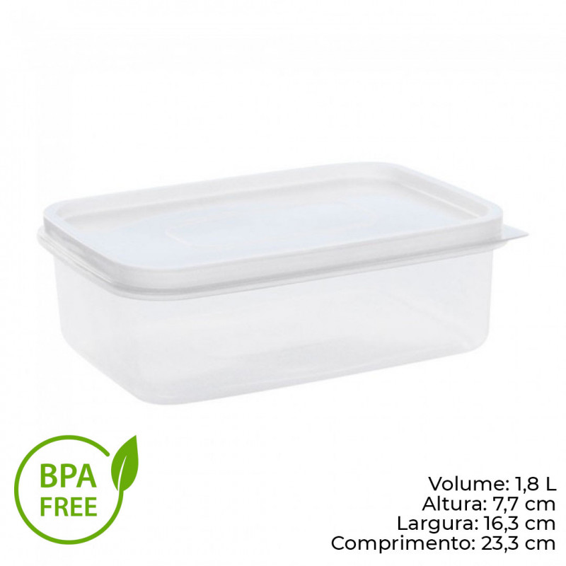POTE PLÁSTICO 1,8 LITROS FREEZER E MICROONDAS PLASÚTIL (212)