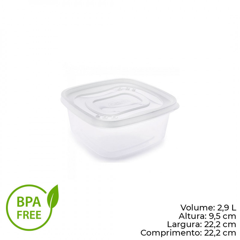 POTE CLIC QUADRADO 2,85 LITROS PLASÚTIL (2763)