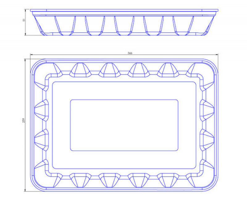 BANDEJA EPS B-30 365X260X45 MM BRANCA COPOBRAS FD C/ 100 UN (CF-067)