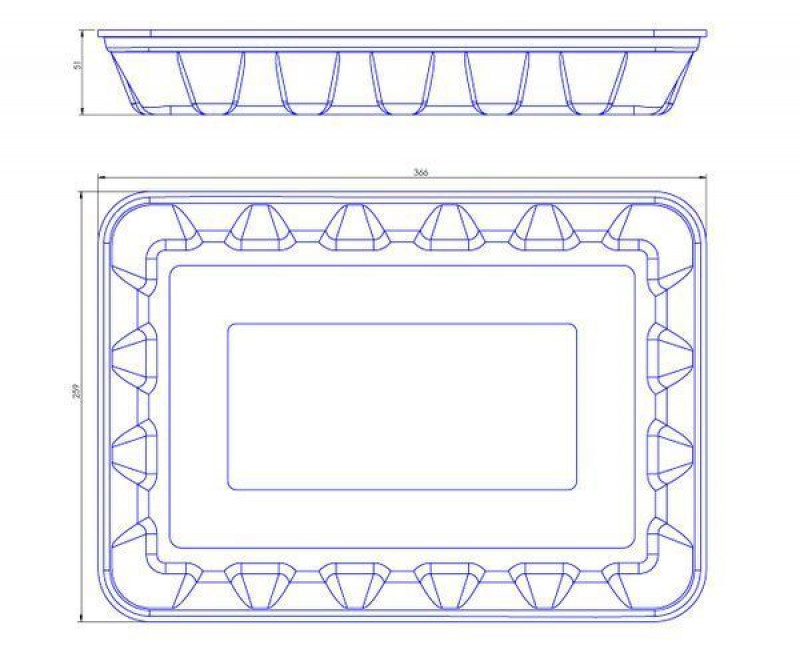 BANDEJA EPS B-30 365X260X45 MM BRANCA COPOBRAS FD C/ 100 UN (CF-067)