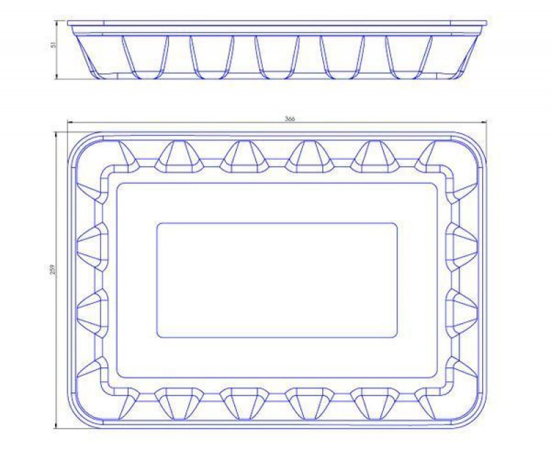 BANDEJA EPS B-30 365X260X45 MM BRANCA COPOBRAS FD C/ 100 UN (CF-067)