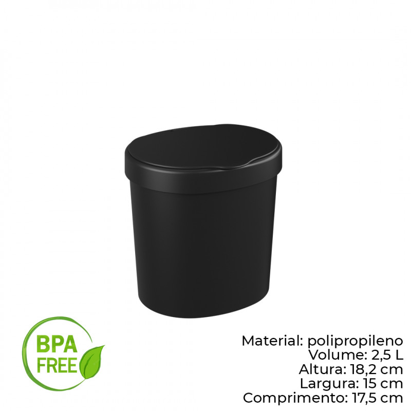 LIXEIRA PLÁSTICA 2,5 LITROS COZA (10906/0008 PR)