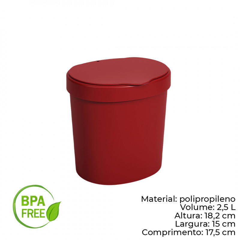 LIXEIRA PLÁSTICA 2,5 LITROS COZA (10906/0465 VM)