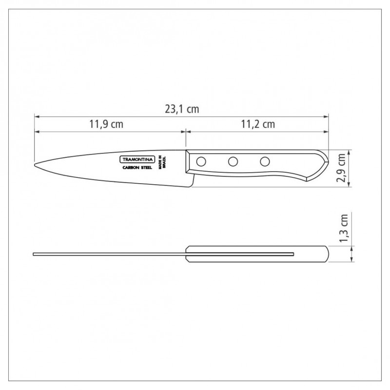 Faca Tramontina 5 Polegadas Aço Carbono Cabo De Madeira