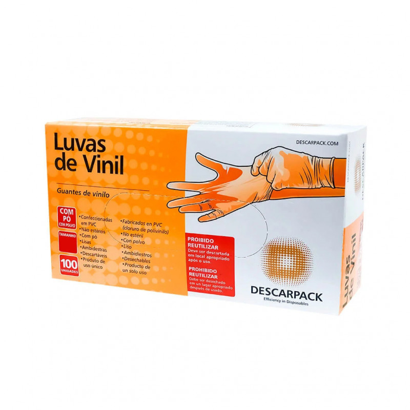 LUVA DE VINIL COM PÓ USO GERAL DESCARPACK MEDIA CX C/ 2000 UN