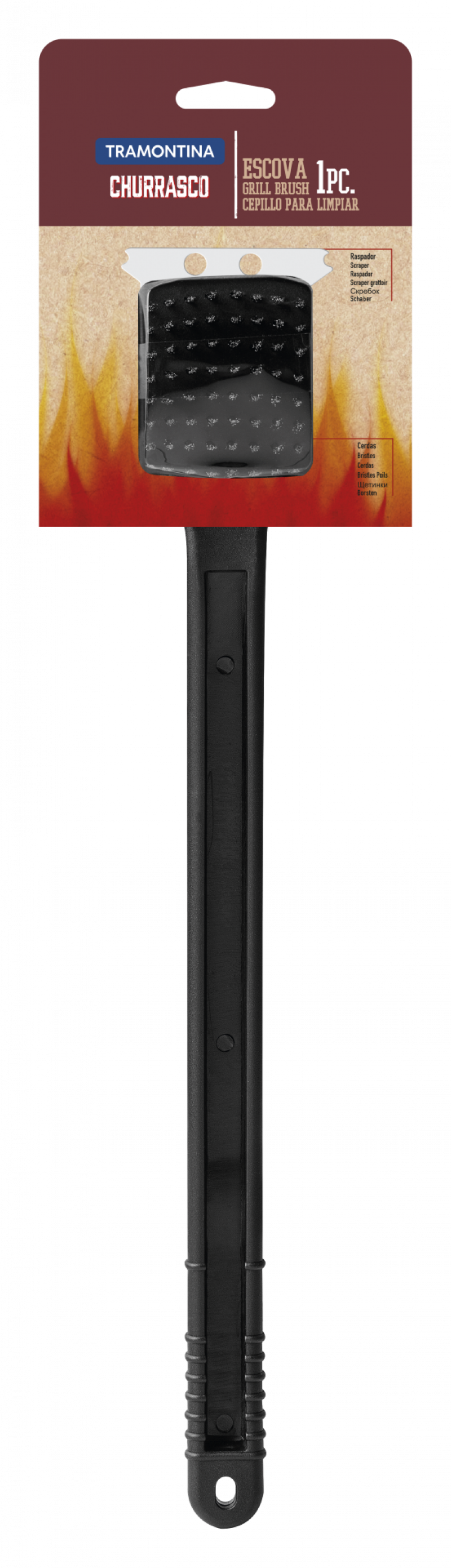 Escova Para Limpar Grelha C/ Cerdas Aço Inox Tramontina 44cm