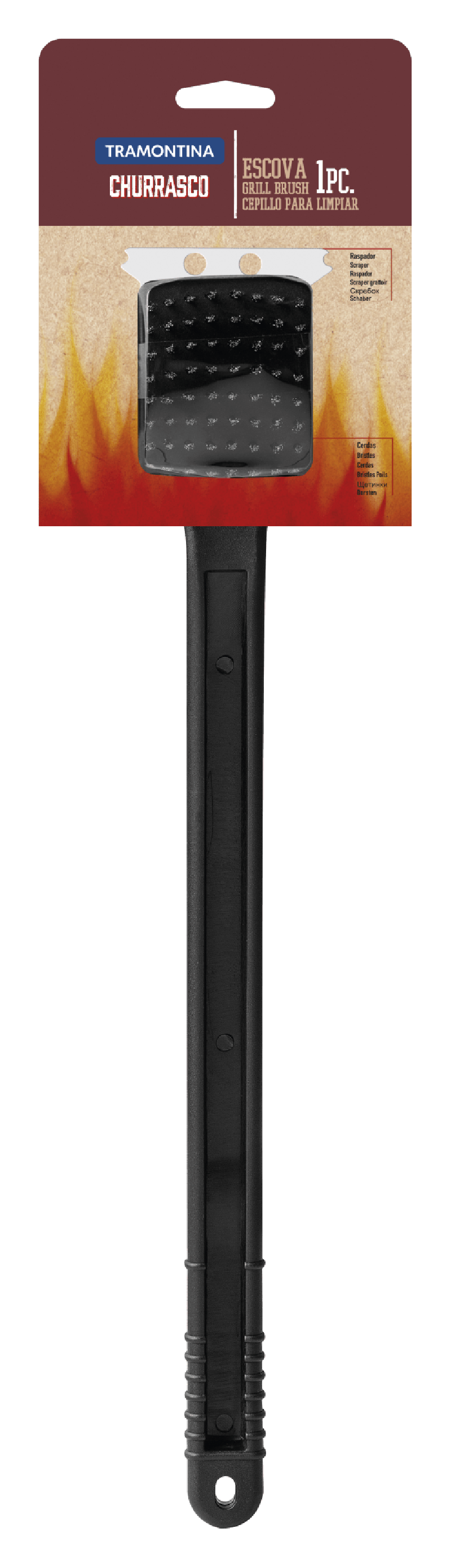 Escova Para Limpar Grelha C/ Cerdas Aço Inox Tramontina 44cm
