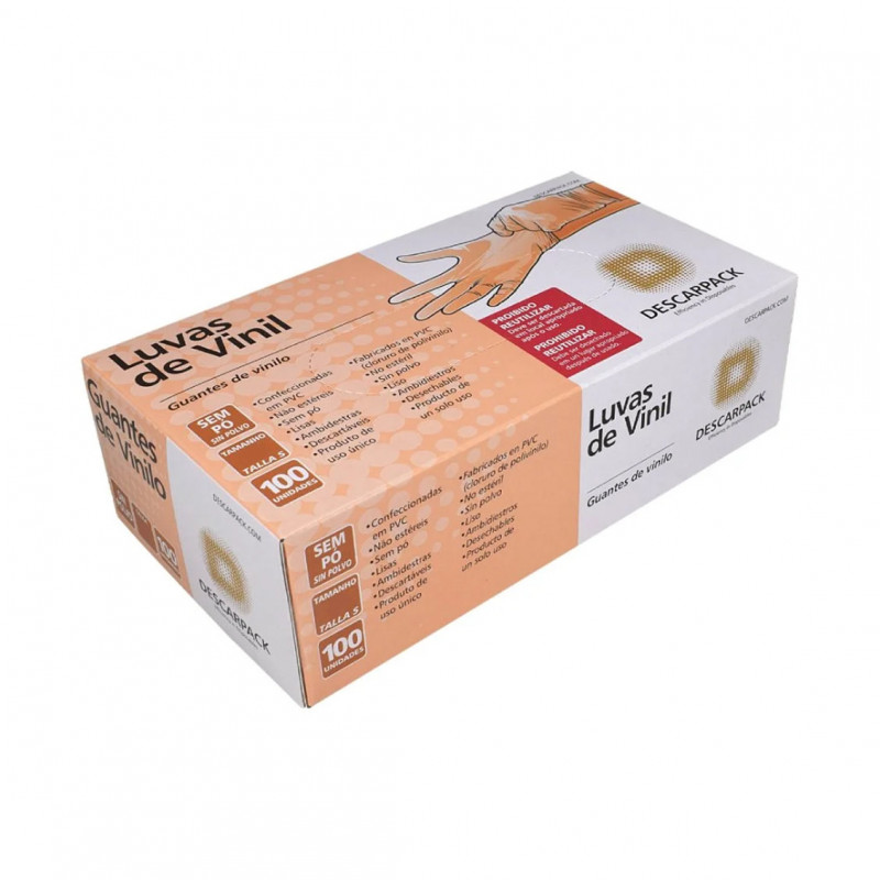 LUVA DE VINIL SEM PÓ USO GERAL DESCARPACK PEQUENA CX C/ 2000 UN