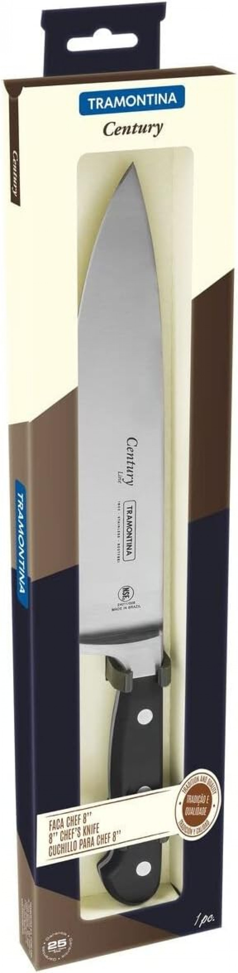 Faca Chef Tramontina Century Aço Inox Cabo Policarbonato 8