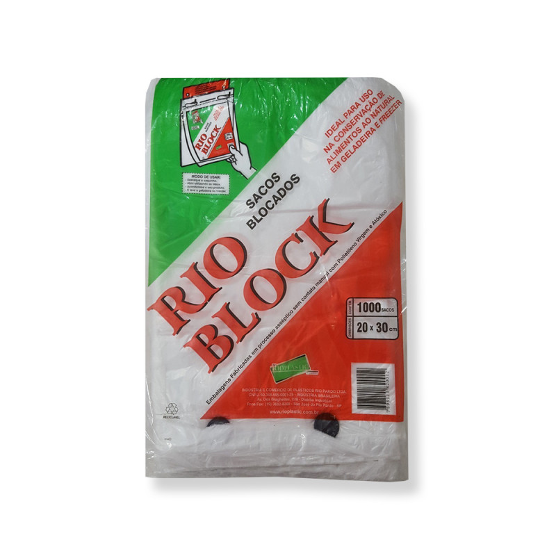 SACO BLOCADO 20X30 RIOPLASTIC PT C/ 1000 UN