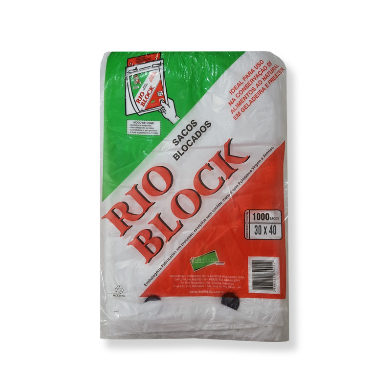 SACO BLOCADO 30X40 RIOPLASTIC PT C/ 1000 UN