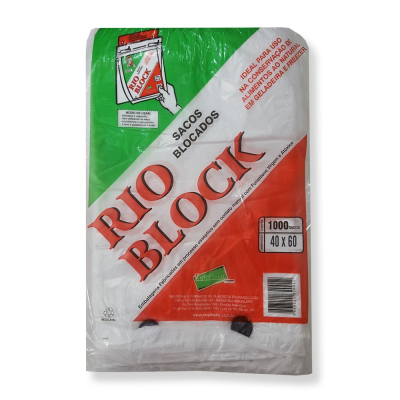 SACO BLOCADO 40X60 RIOPLASTIC PT C/ 1000 UN