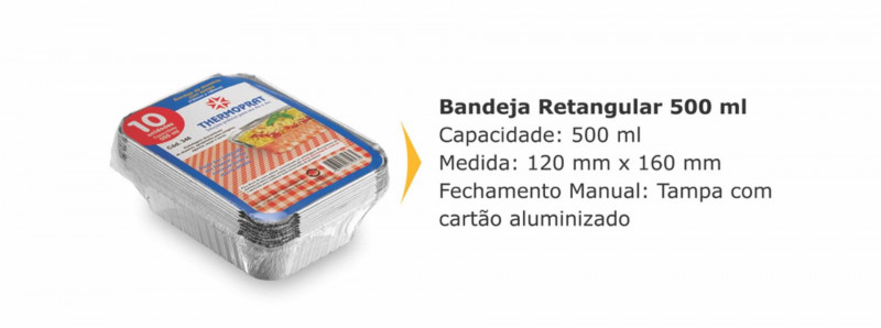 BANDEJA ALUMÍNIO 500 GR THERMOPRAT - 1 PACOTE C/ 10 UNIDADES