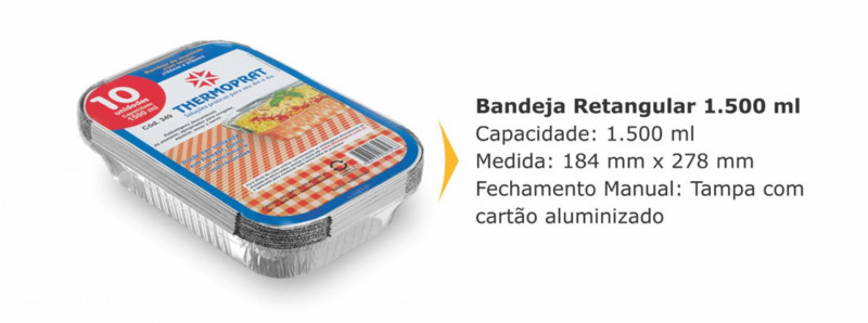 BANDEJA ALUMINIO 1500 GR THERMOPRAT - 349 PT COM 10 UN