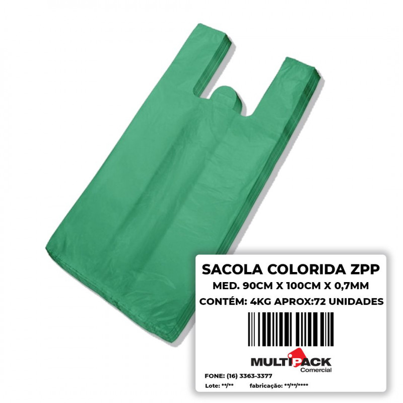 SACOLA COLORIDA 90x100x0,7 FD C/ 4 KG APROX 72 UN