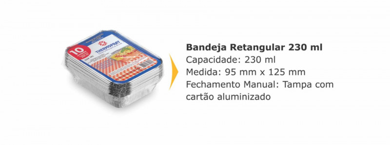 BANDEJA ALUMÍNIO 230 GR THERMOPRAT - CAIXA C/ 90 PACOTES C/10 UNIDADES