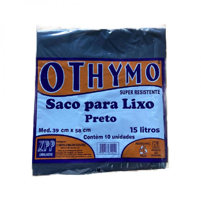 SACO DE LIXO 15 LITROS 39X58X005 PRETO OTHIMO C/ 20 UN ZPP