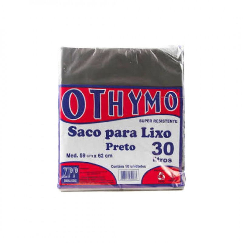 SACO DE LIXO 30 LITROS 59X62X005 PRETO OTHIMO C/ 10 UN ZPP