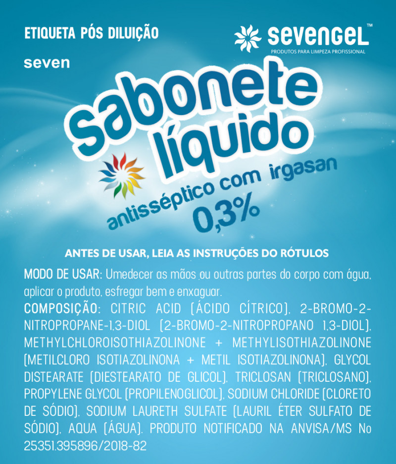SABONETE LÍQUIDO 5 LTS IRGASAN 3% BACTERICIDA SEVENGEL 1 UN (5695)