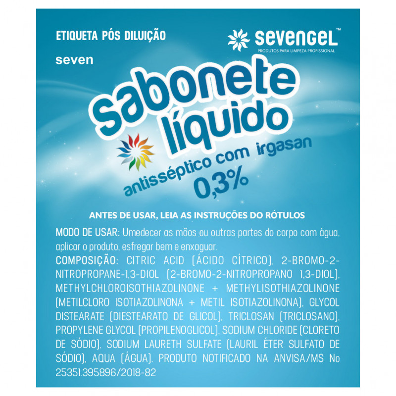 SABONETE LÍQUIDO 5 LTS IRGASAN 3% BACTERICIDA SEVENGEL CX C/ 4 UN (5695)