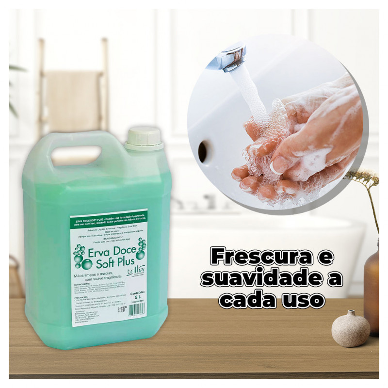 SABONETE LIQUIDO 5 LITROS ERVA DOCE PLUS TRILHA CX C/ 4 UN (T-5000EDSP)