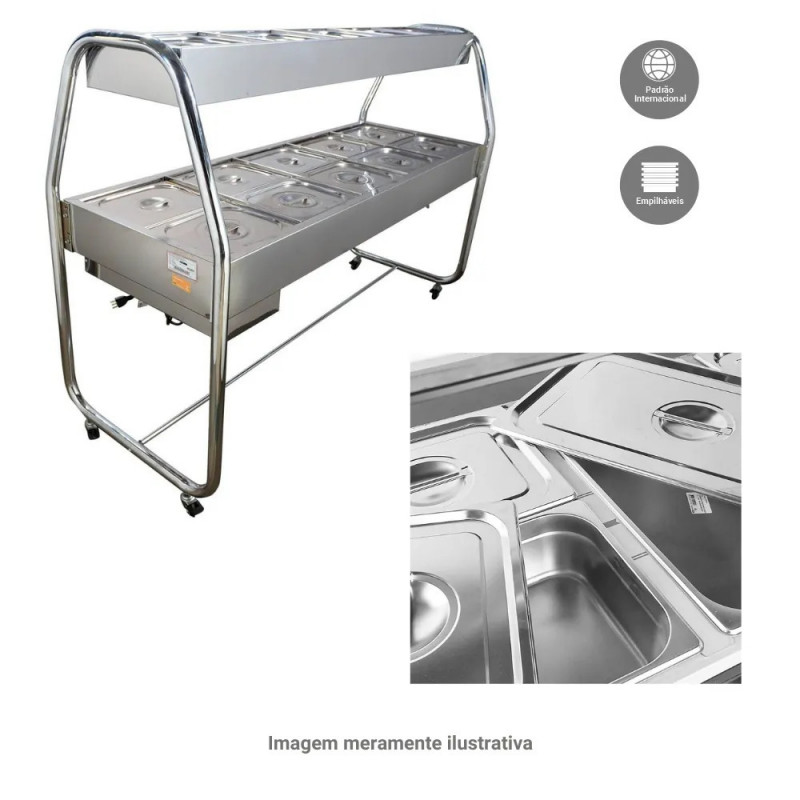 Cuba Inox Gastronômica Gn 1/1 100mm Sem Alça E Sem Tampa